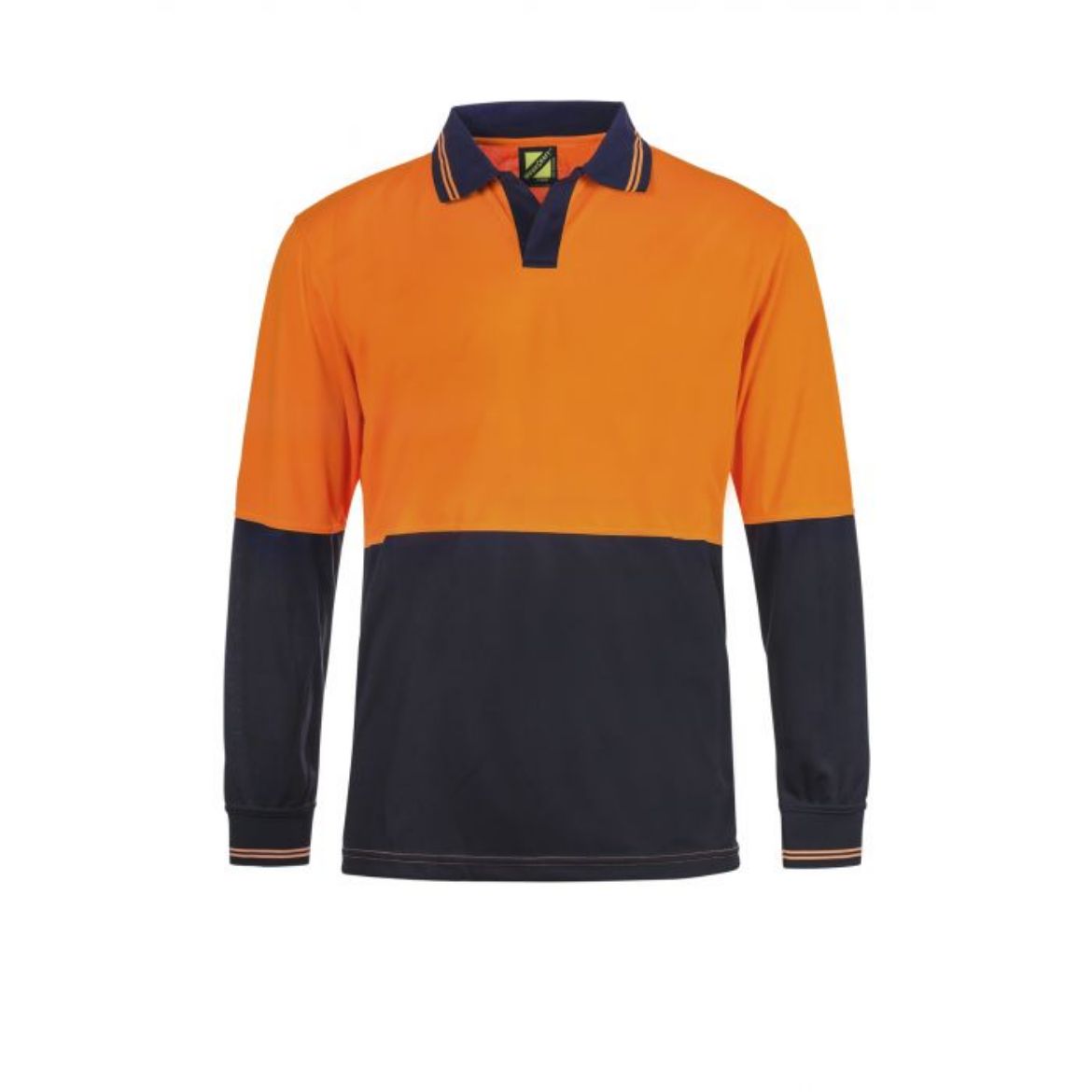 Picture of Hi Vis Two Tone Food Industry Long Sleeve Micromesh Polo with no Pocket or Buttons